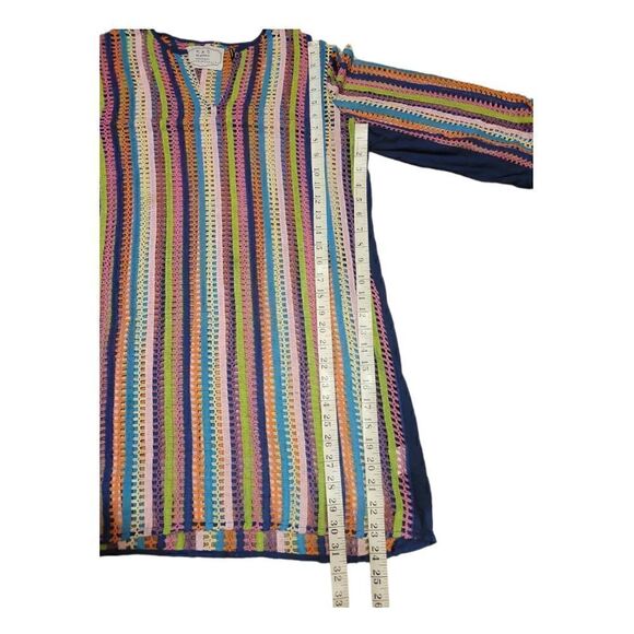 KAS New York Anthropologie Swimsuit Swim Cover Up Rainbow Color Loose Knit L - Picture 9 of 13